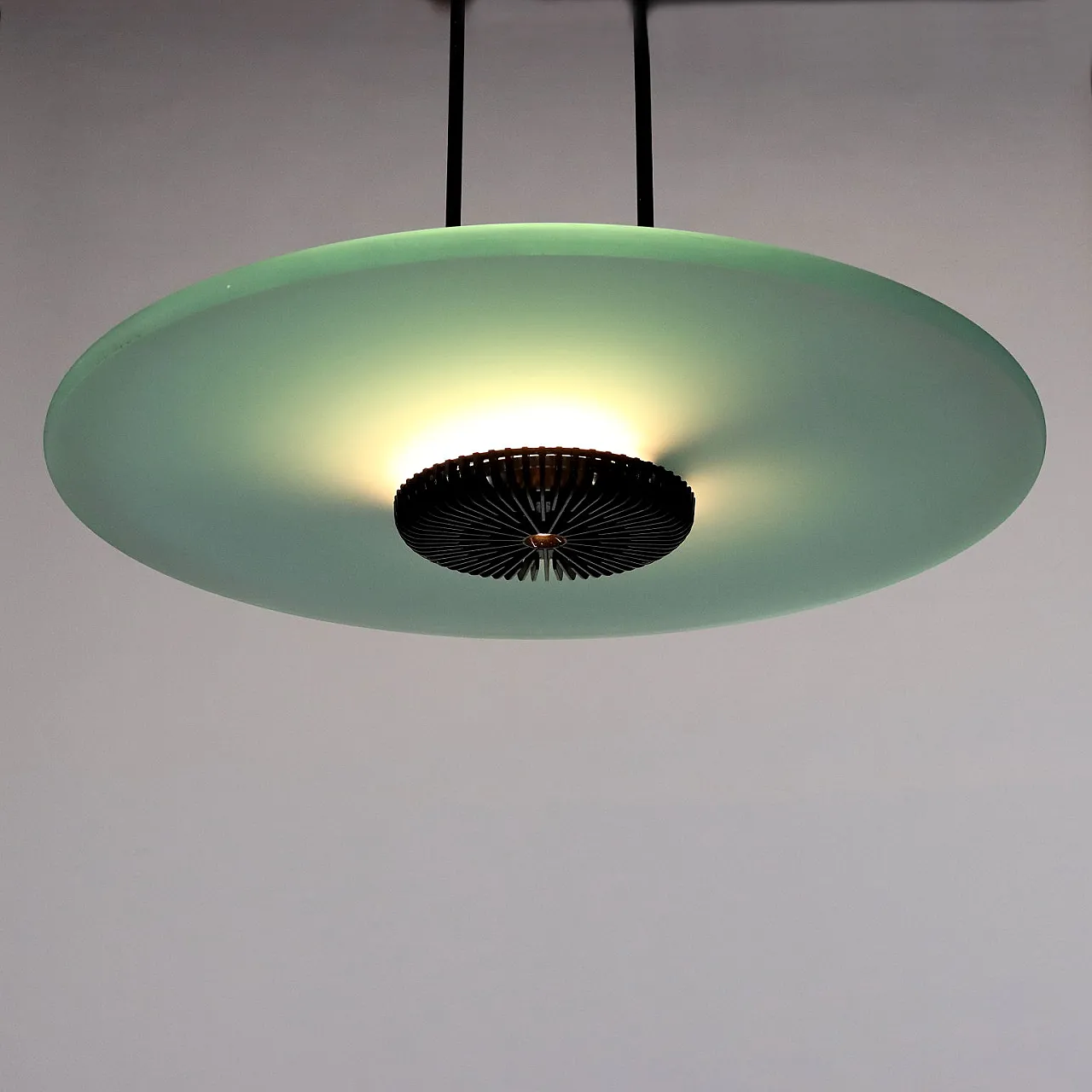 Aureola Halo chandelier in enamelled metal and glass by Cini & Nils, 1980s 4