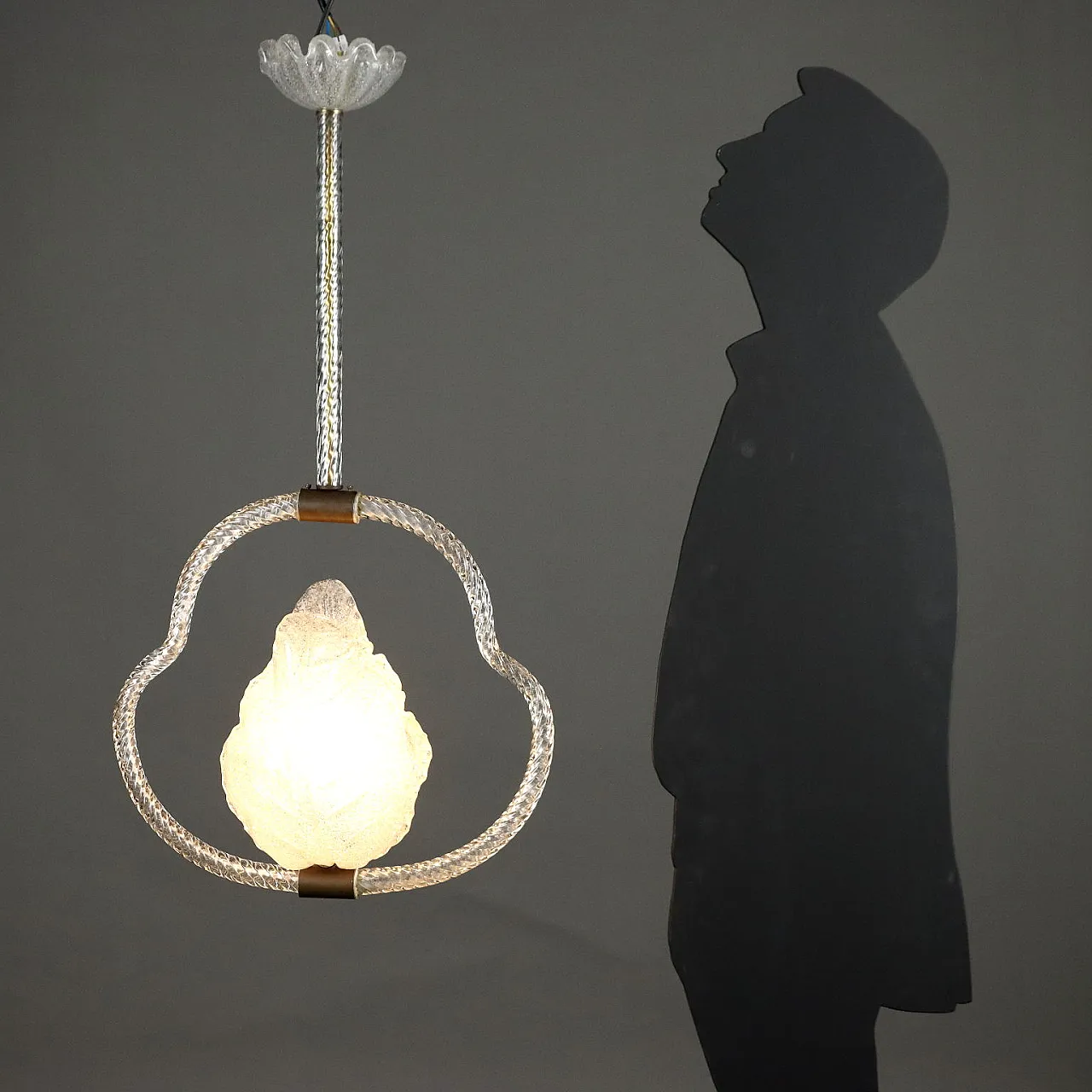 Murano glass chandelier with brass details, 1940s 2