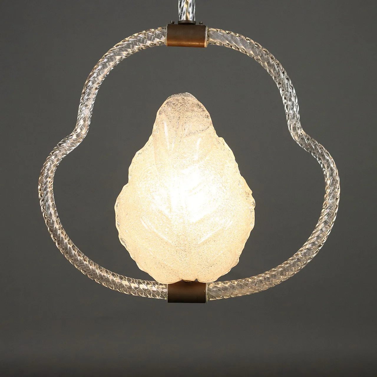 Murano glass chandelier with brass details, 1940s 3