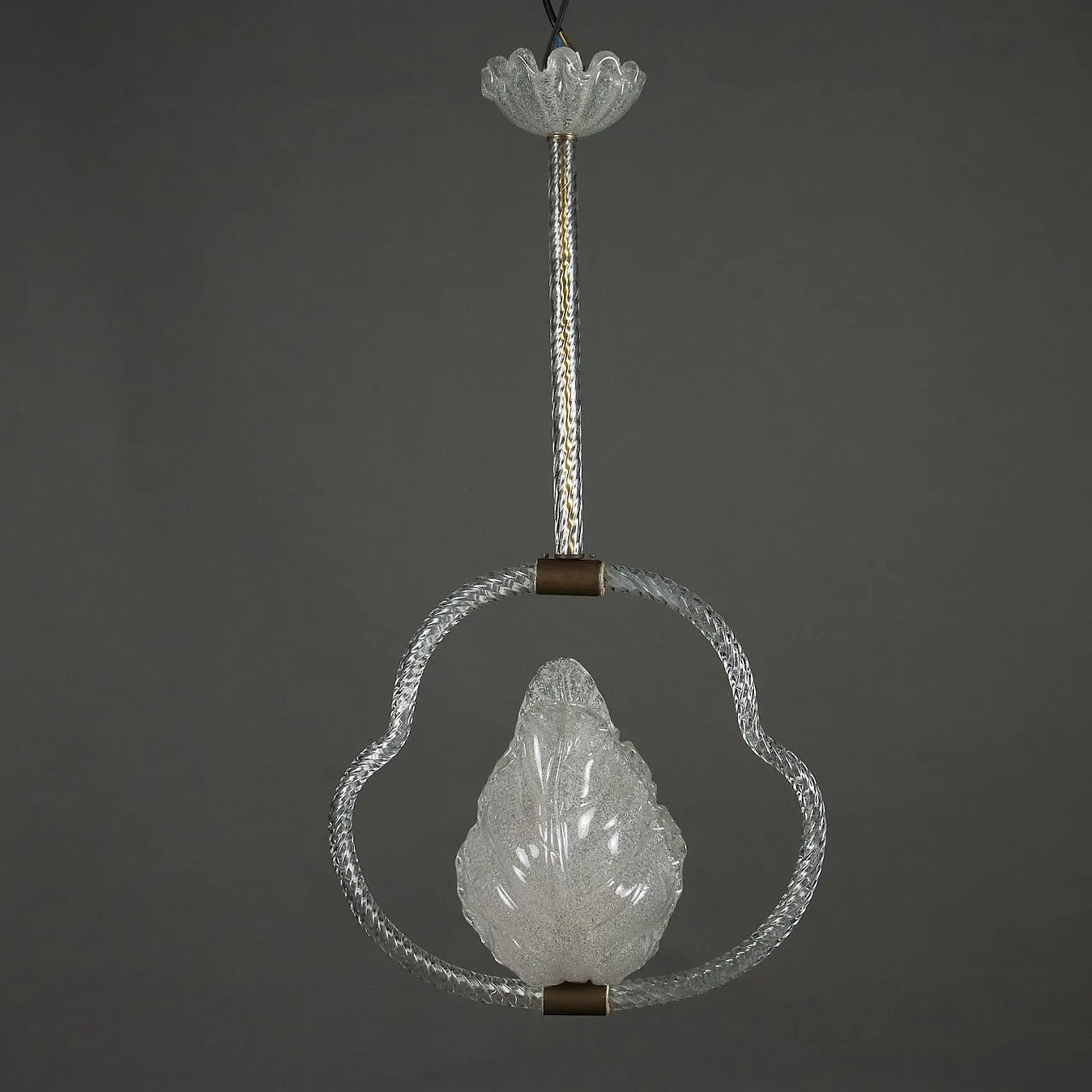 Murano glass chandelier with brass details, 1940s 9