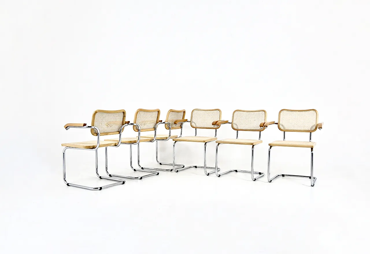 6 Dining Chairs Style B32 by Marcel Breuer, 90s 1