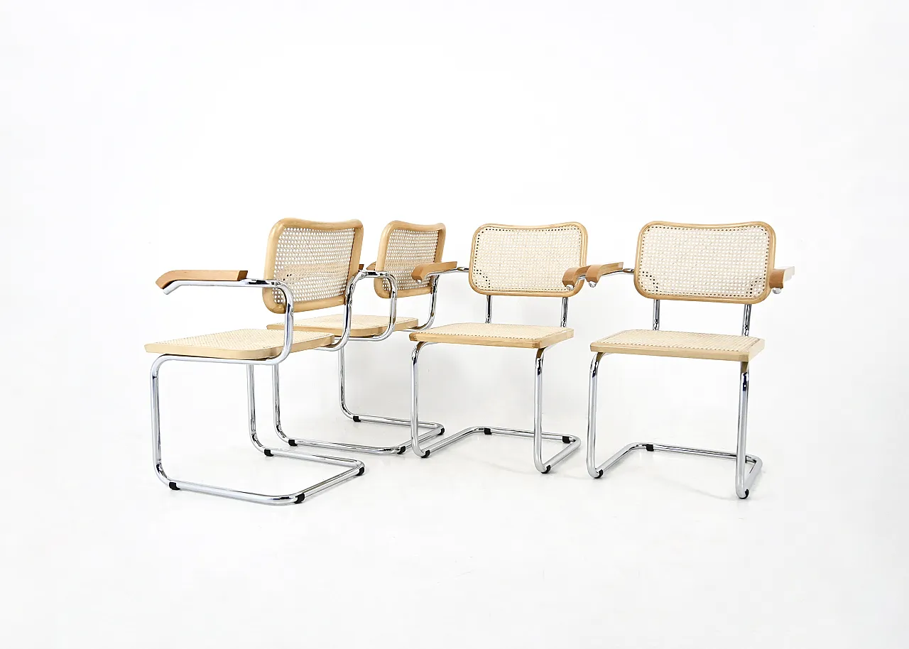 4 sedie da pranzo stile B32 di Marcel Breuer, anni '90 1