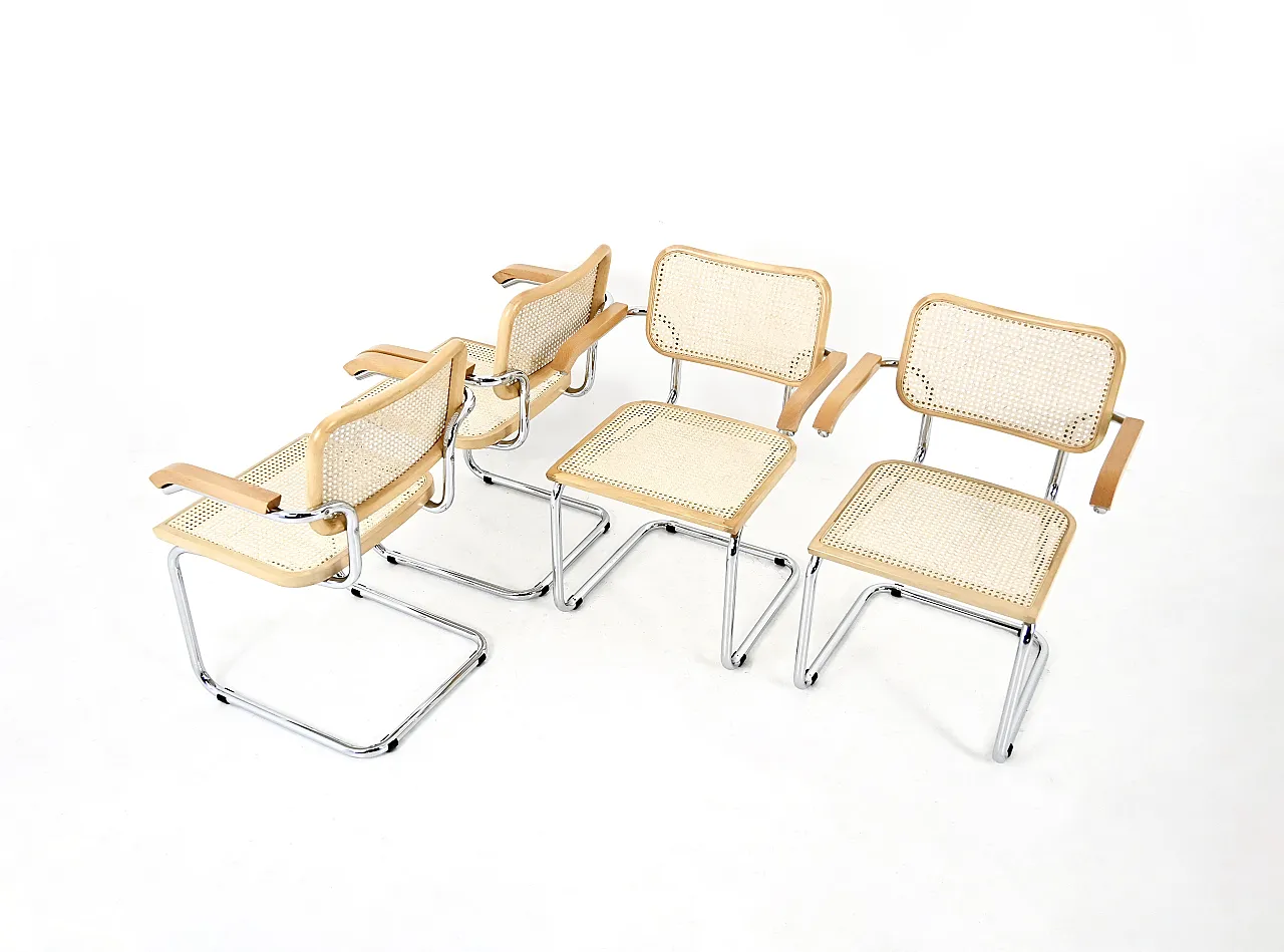 4 sedie da pranzo stile B32 di Marcel Breuer, anni '90 2