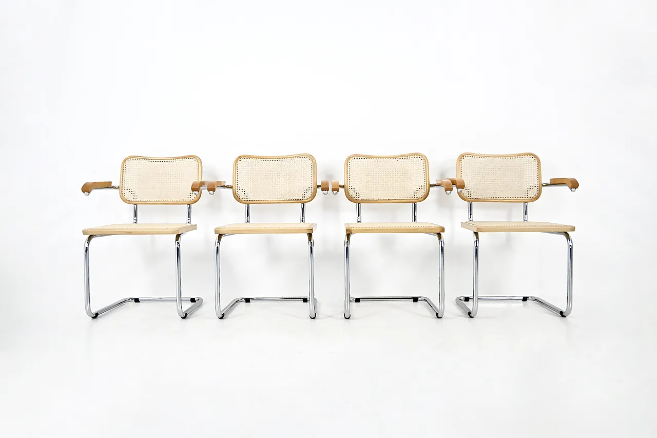 4 sedie da pranzo stile B32 di Marcel Breuer, anni '90 3