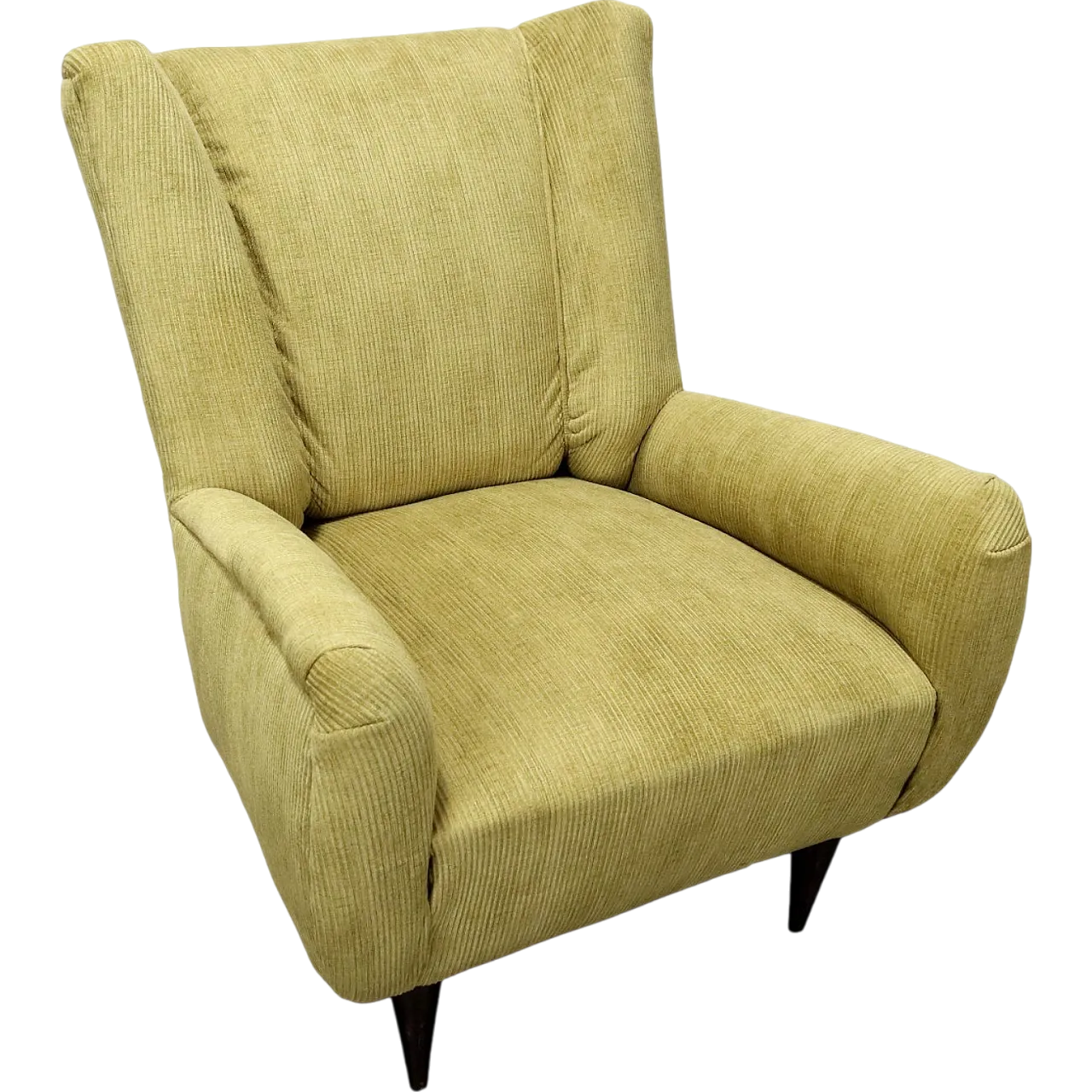 Poltrona in legno dipinto e velluto, metà '900 9