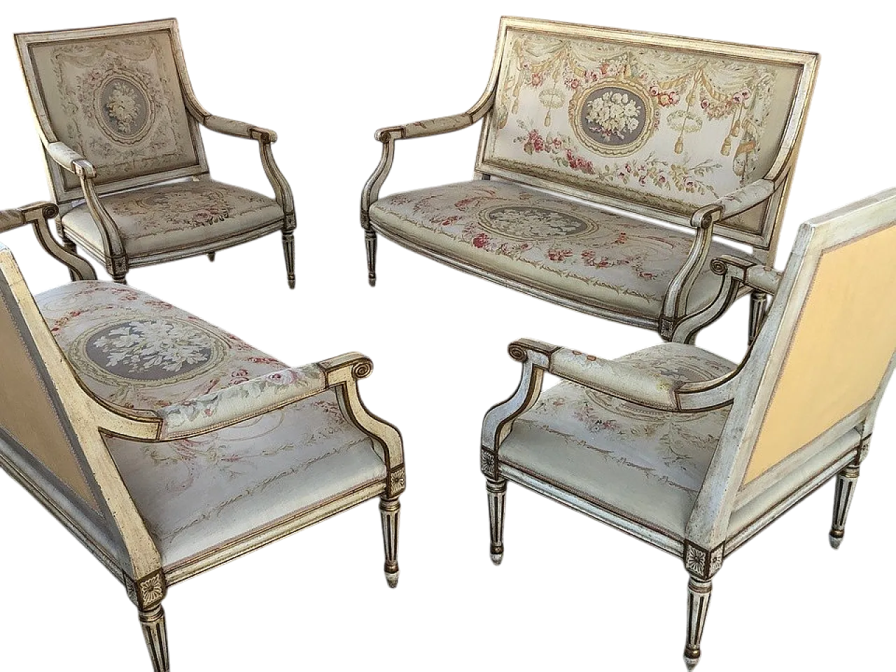 Sofas and 60s armchairs set Louis XVI style, 60s 16