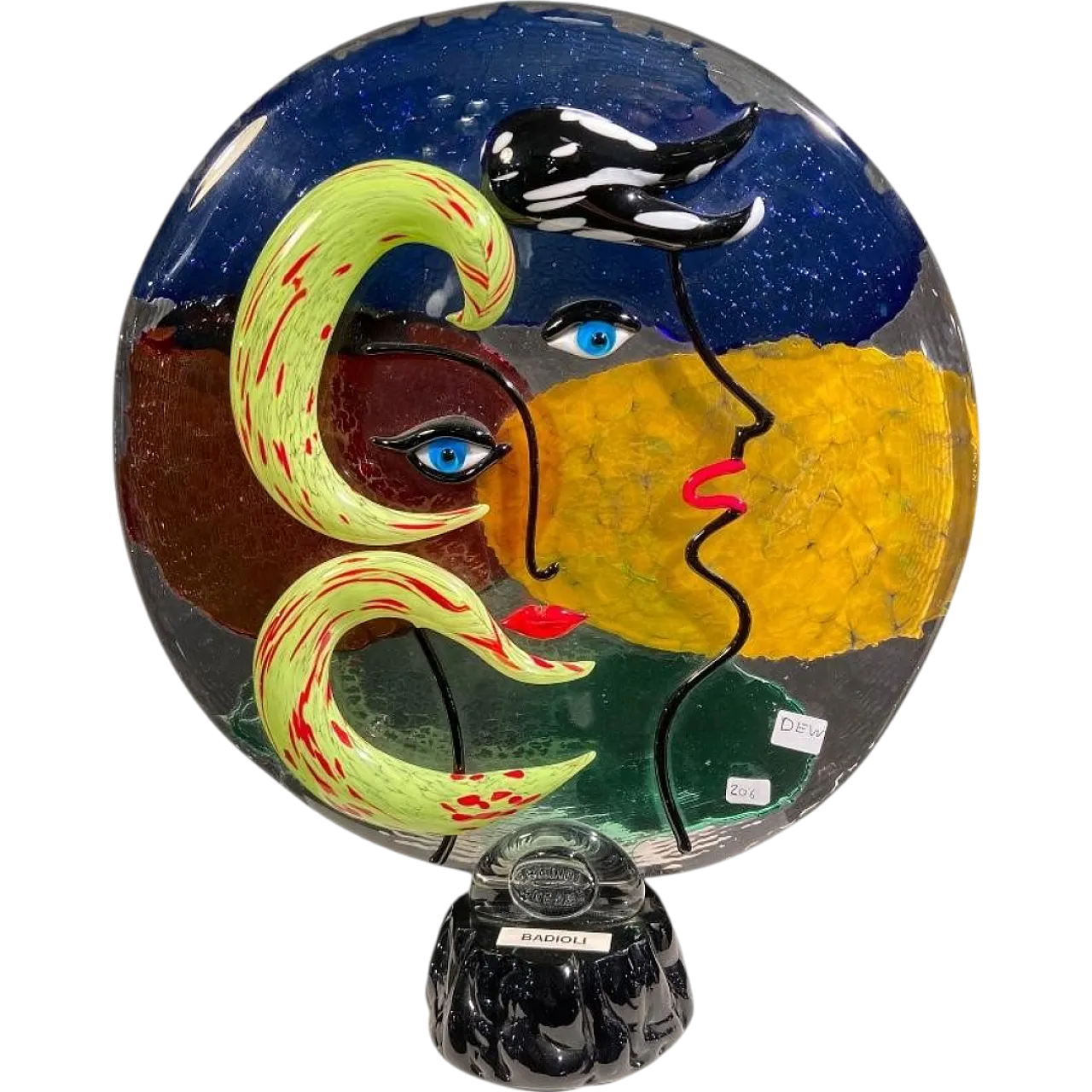 Medaglione Picassiano di Badioli in vetro di Murano, anni 90 8