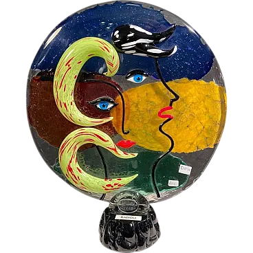 Medaglione Picassiano di Badioli in vetro di Murano, anni 90