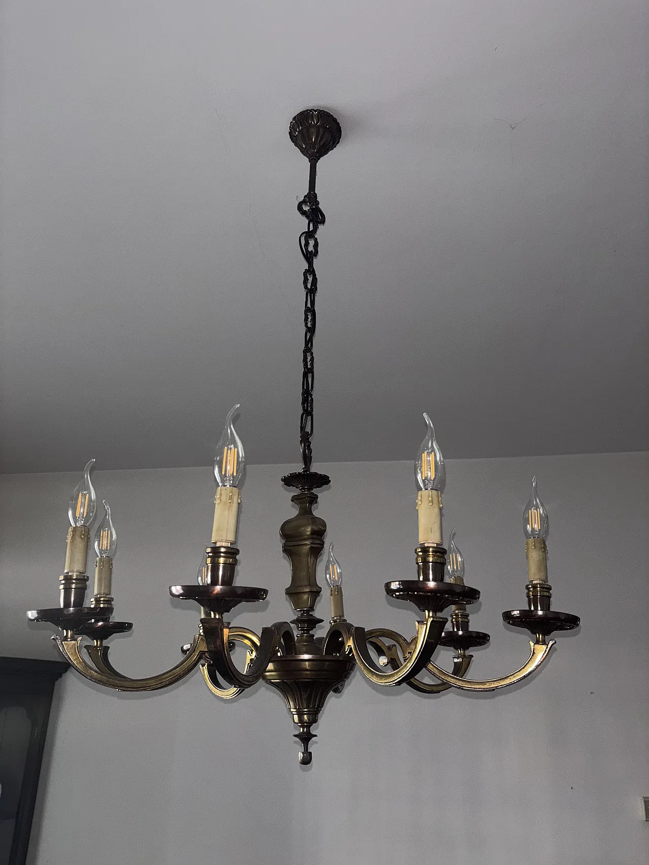 Lampadario in ottone 6 bracci, anni '50 2