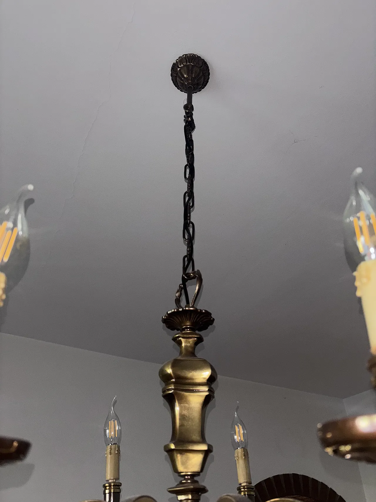Lampadario in ottone 6 bracci, anni '50 6