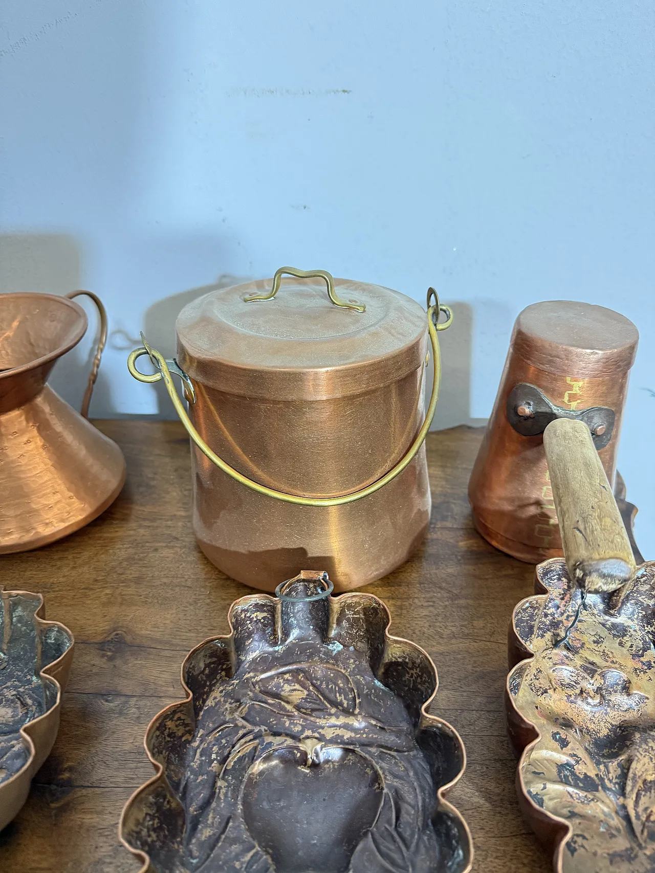 Lotto di 15 oggetti da cucina in rame antichi, primi '900 5