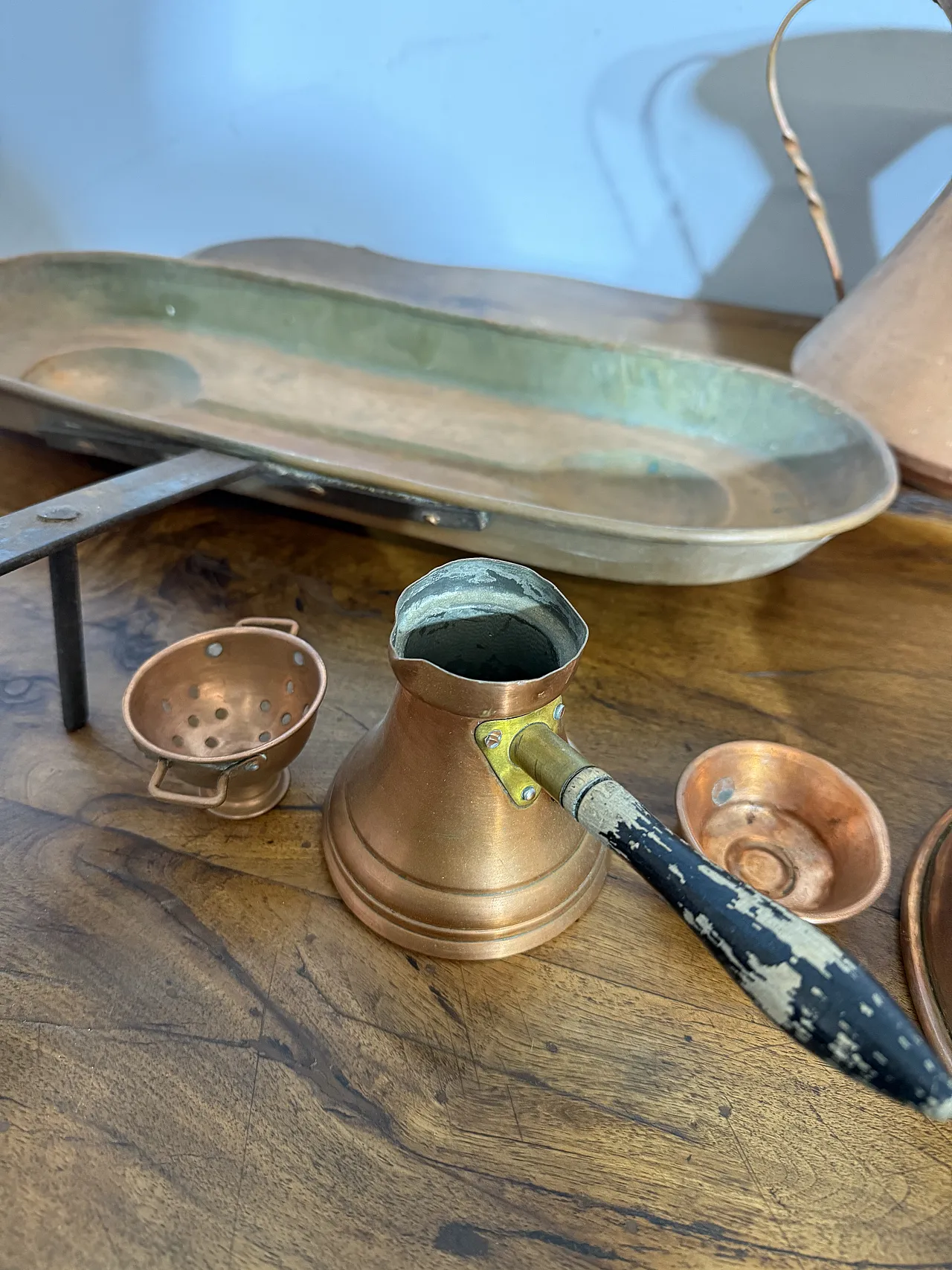 Lotto di 15 oggetti da cucina in rame antichi, primi '900 8