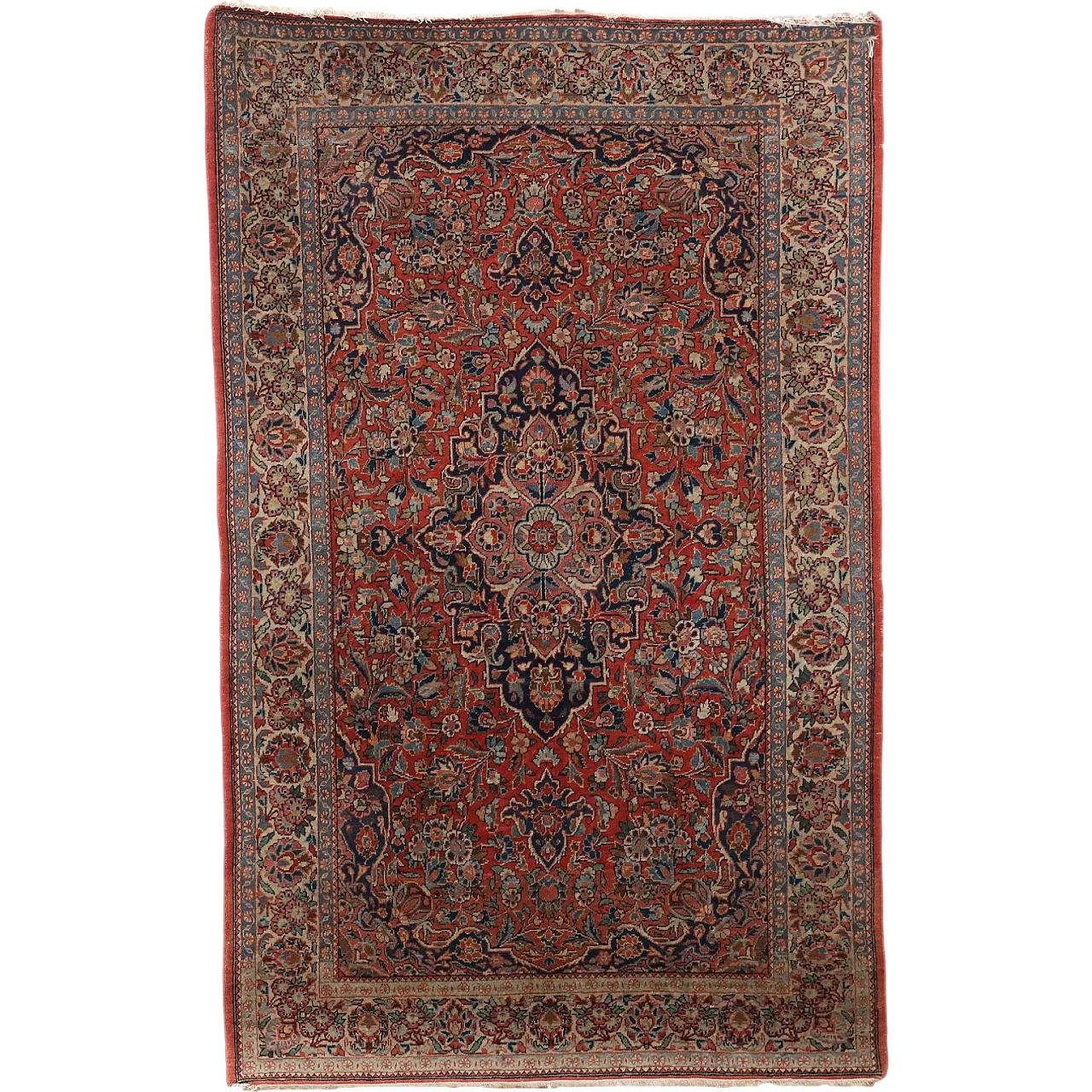 Tappeto Keshan in cotone e lana, fine '900 8