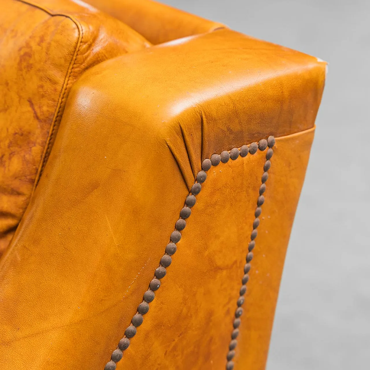 Pair of armchairs in brown eco-leather, 50s 3
