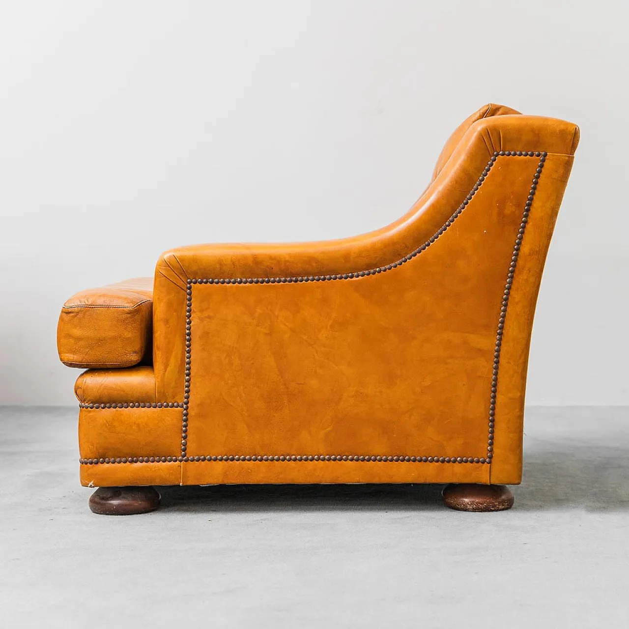 Pair of armchairs in brown eco-leather, 50s 5