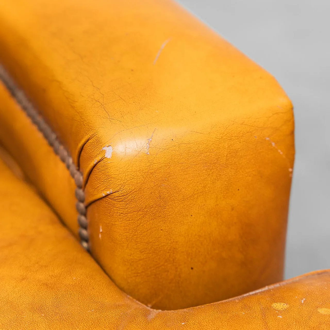 Pair of armchairs in brown eco-leather, 50s 11