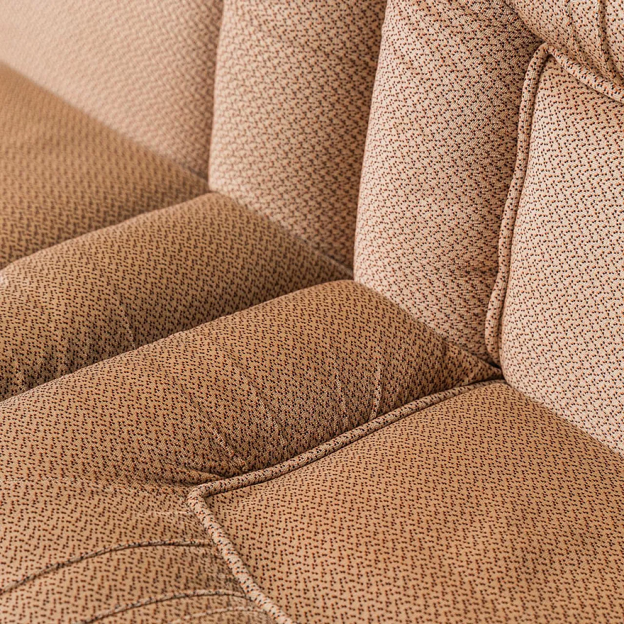 3 seater modular sofa in brown velvet, 70s 2