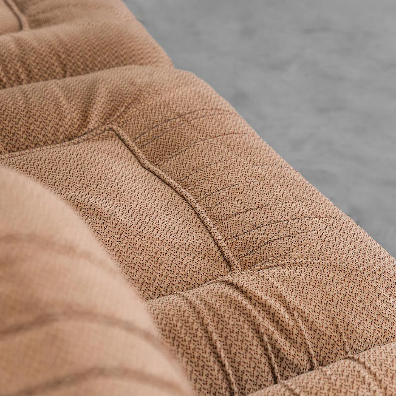 3 seater modular sofa in brown velvet, 70s 10