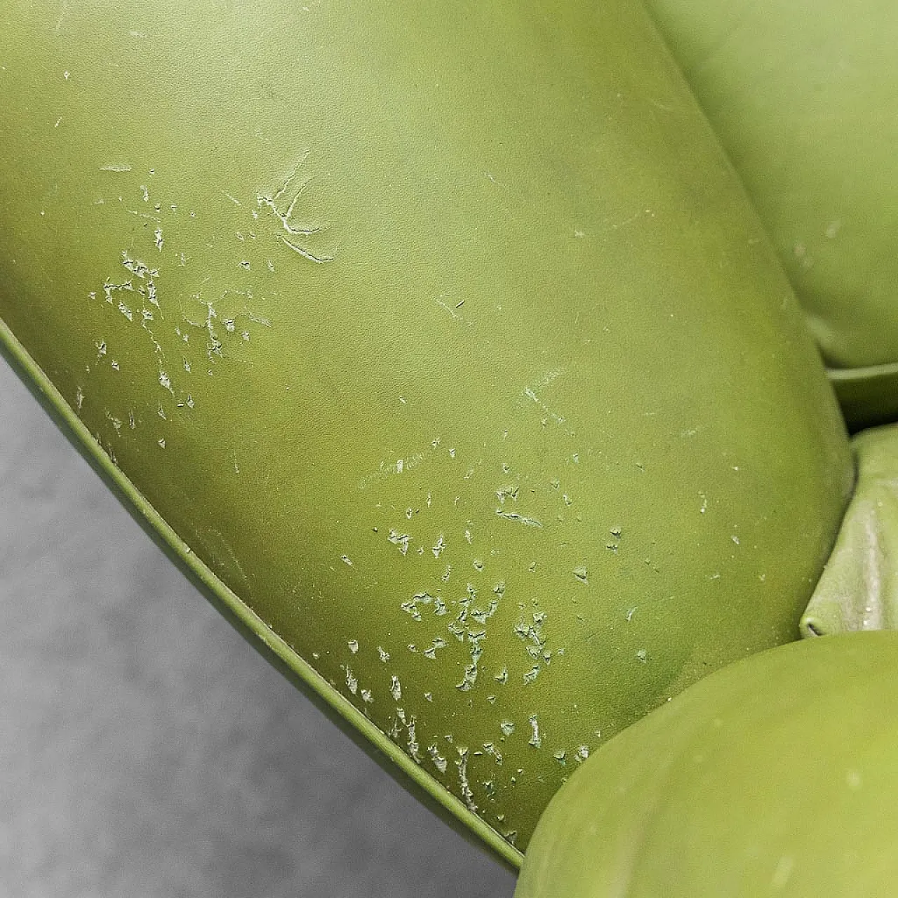 Armchair with green leather wheels, 50s 11