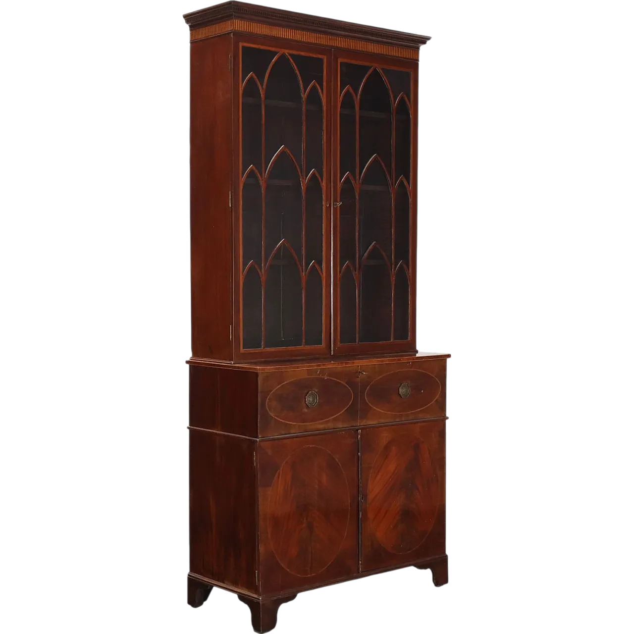 Mahogany neo-Gothic style bookcase, 19th century 11