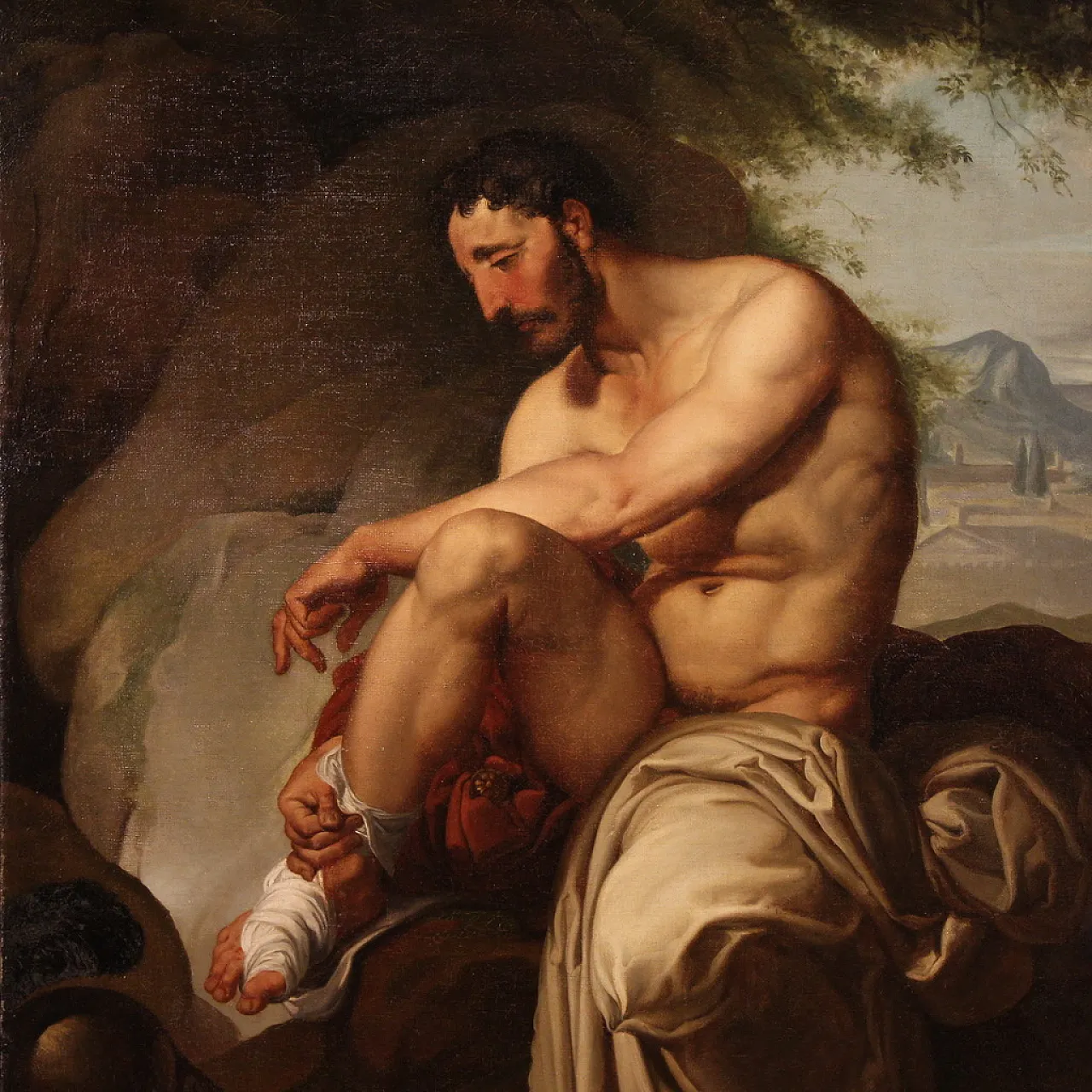 After Francesco Hayez, The wonded Filottete, oil on canvas, 19th c. 3