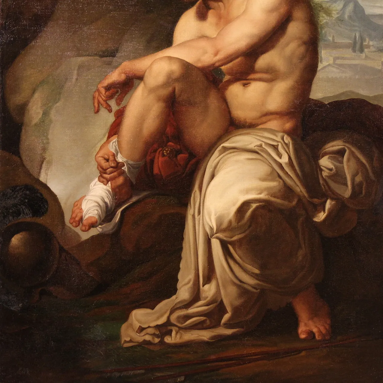 After Francesco Hayez, The wonded Filottete, oil on canvas, 19th c. 4