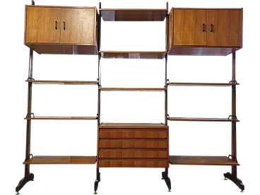 Libreria Svedese in Teak, Montanti ad Osso Di Seppia, Anni '60