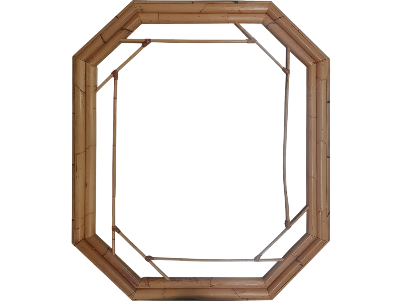 Specchio in Bambù ottagonale, Vivai del Sud, Italia, Anni '70 7