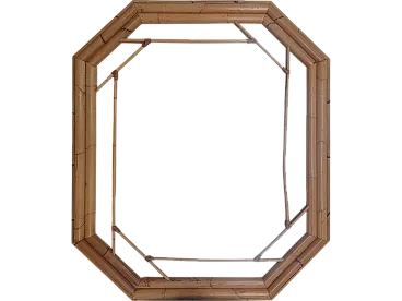 Specchio in Bambù ottagonale, Vivai del Sud, Italia, Anni '70
