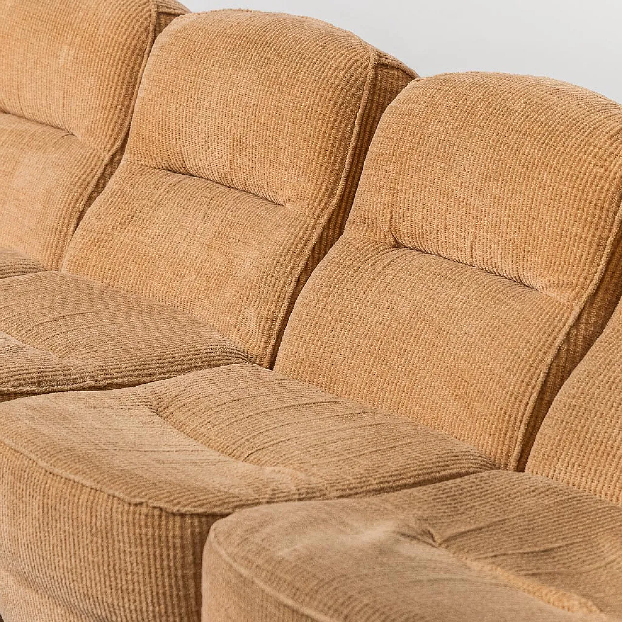 5 seater modular sofa in brown velvet, 70s 2