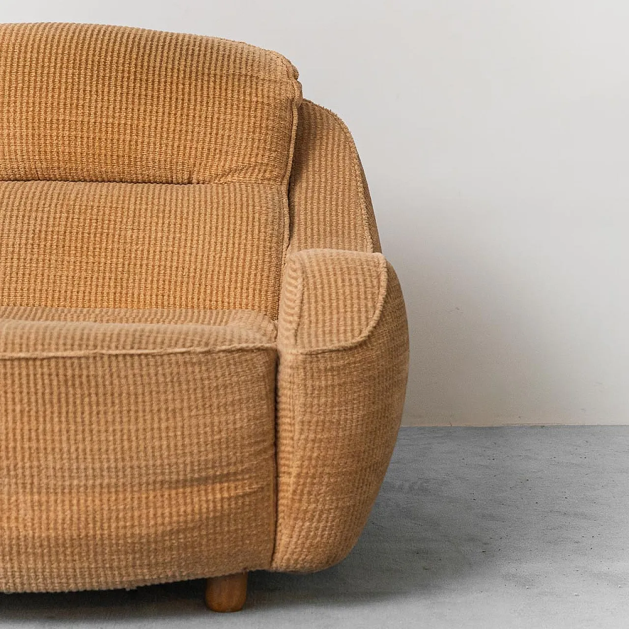 5 seater modular sofa in brown velvet, 70s 4