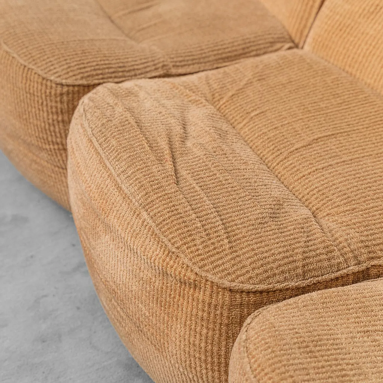 5 seater modular sofa in brown velvet, 70s 6