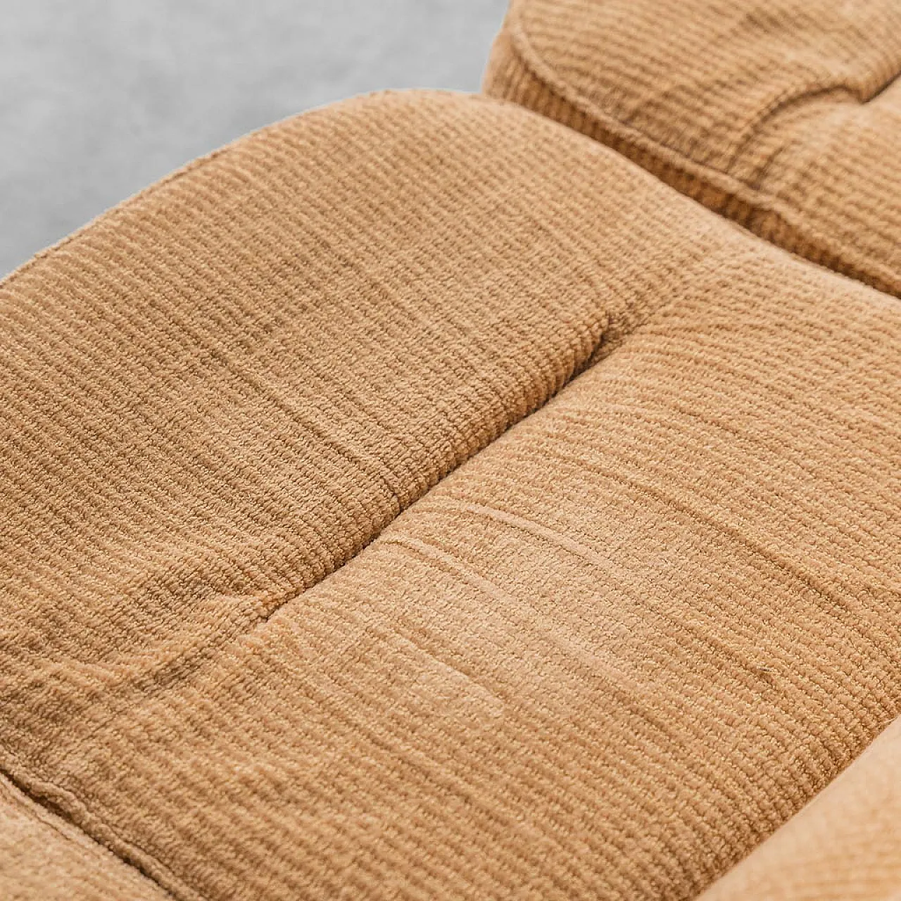 5 seater modular sofa in brown velvet, 70s 7