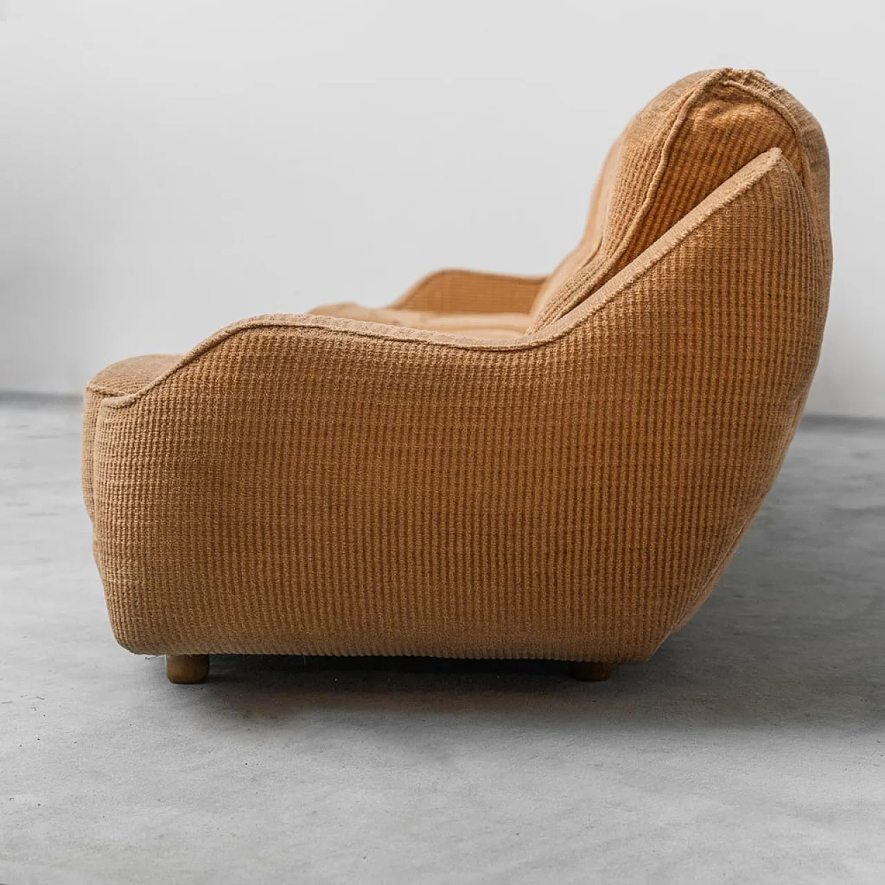 5 seater modular sofa in brown velvet, 70s 9