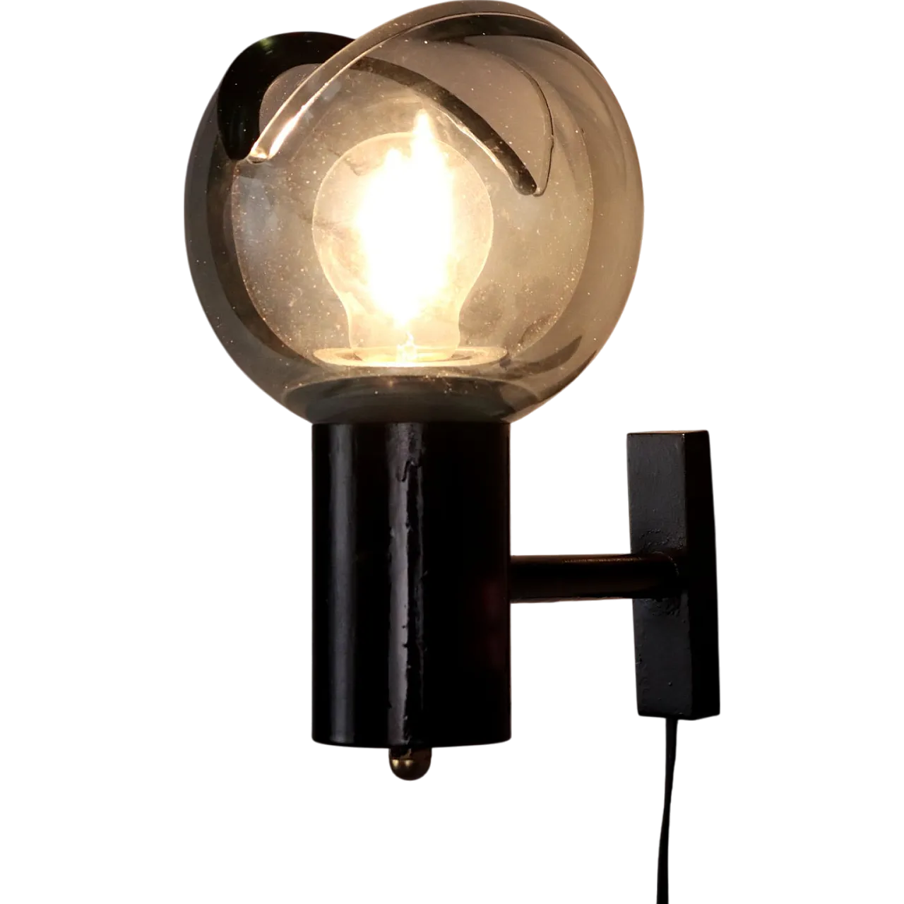 Lampada da parete in vetro e alluminio, anni '60 7