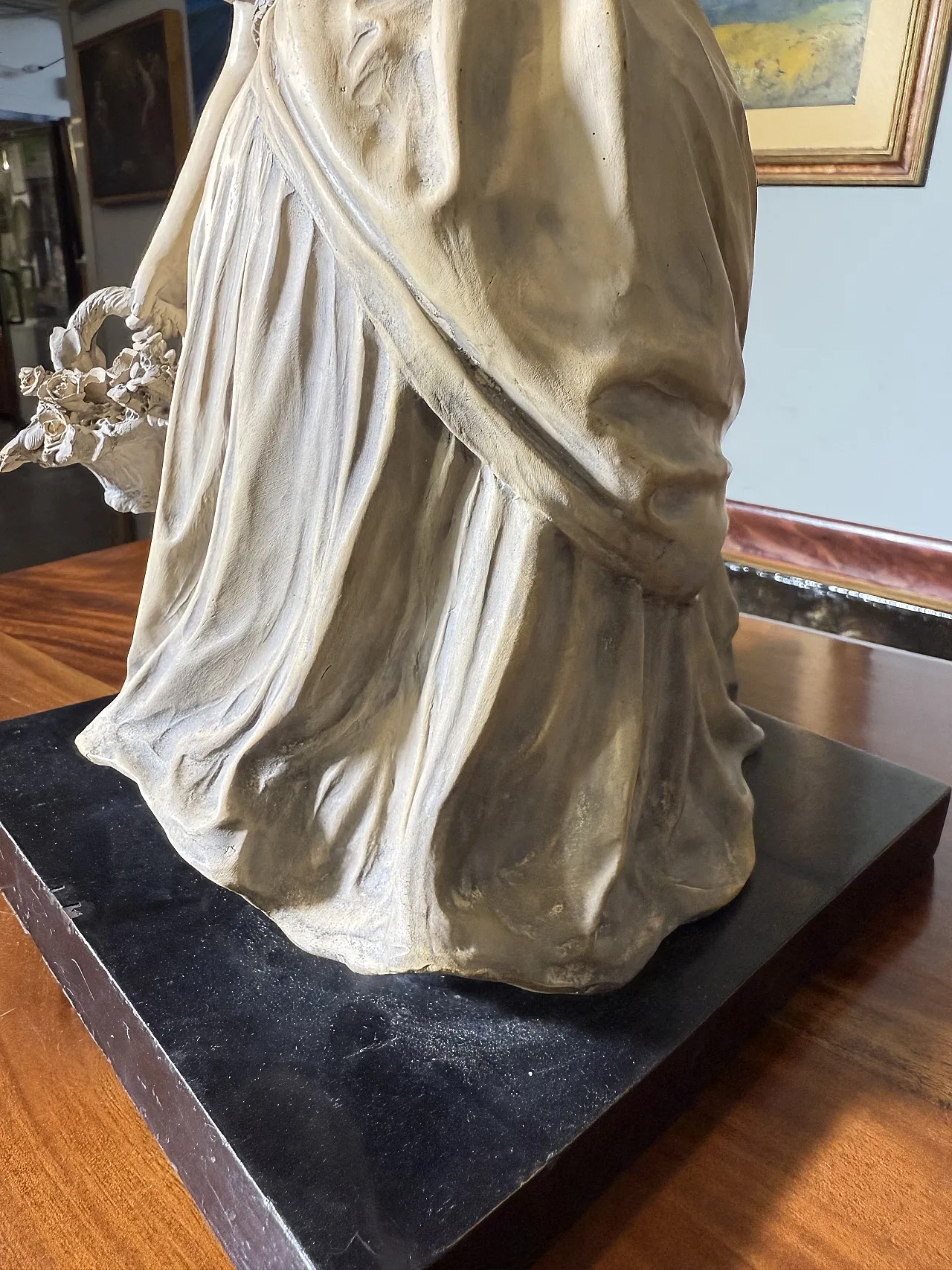 Sculpture of Lady in Patinated Terracotta Signed Tomuti, 1940s 8