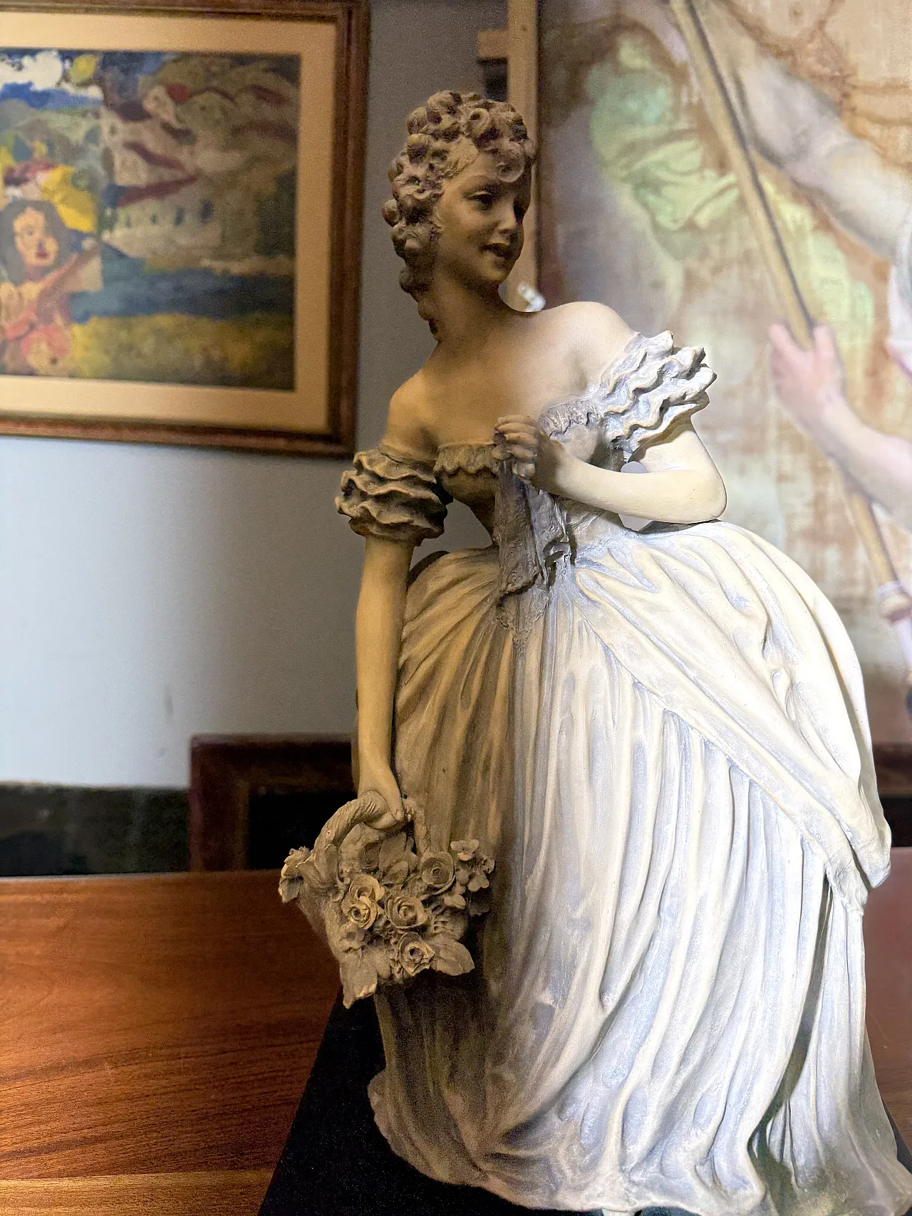 Sculpture of Lady in Patinated Terracotta Signed Tomuti, 1940s 11