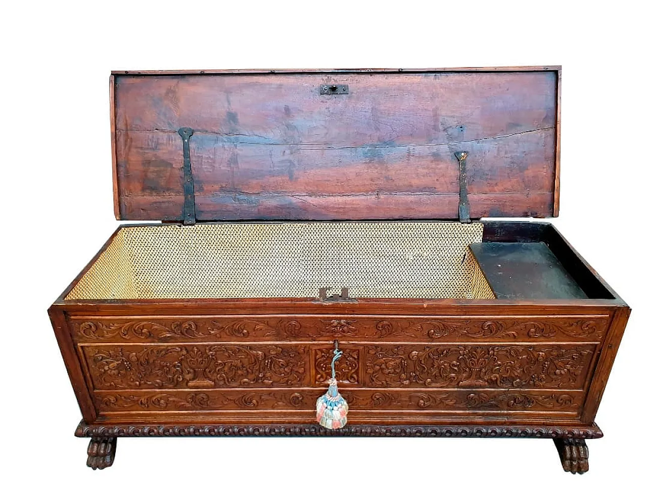 Cassapanca in noce, stile Barocco, Italia, '700 4