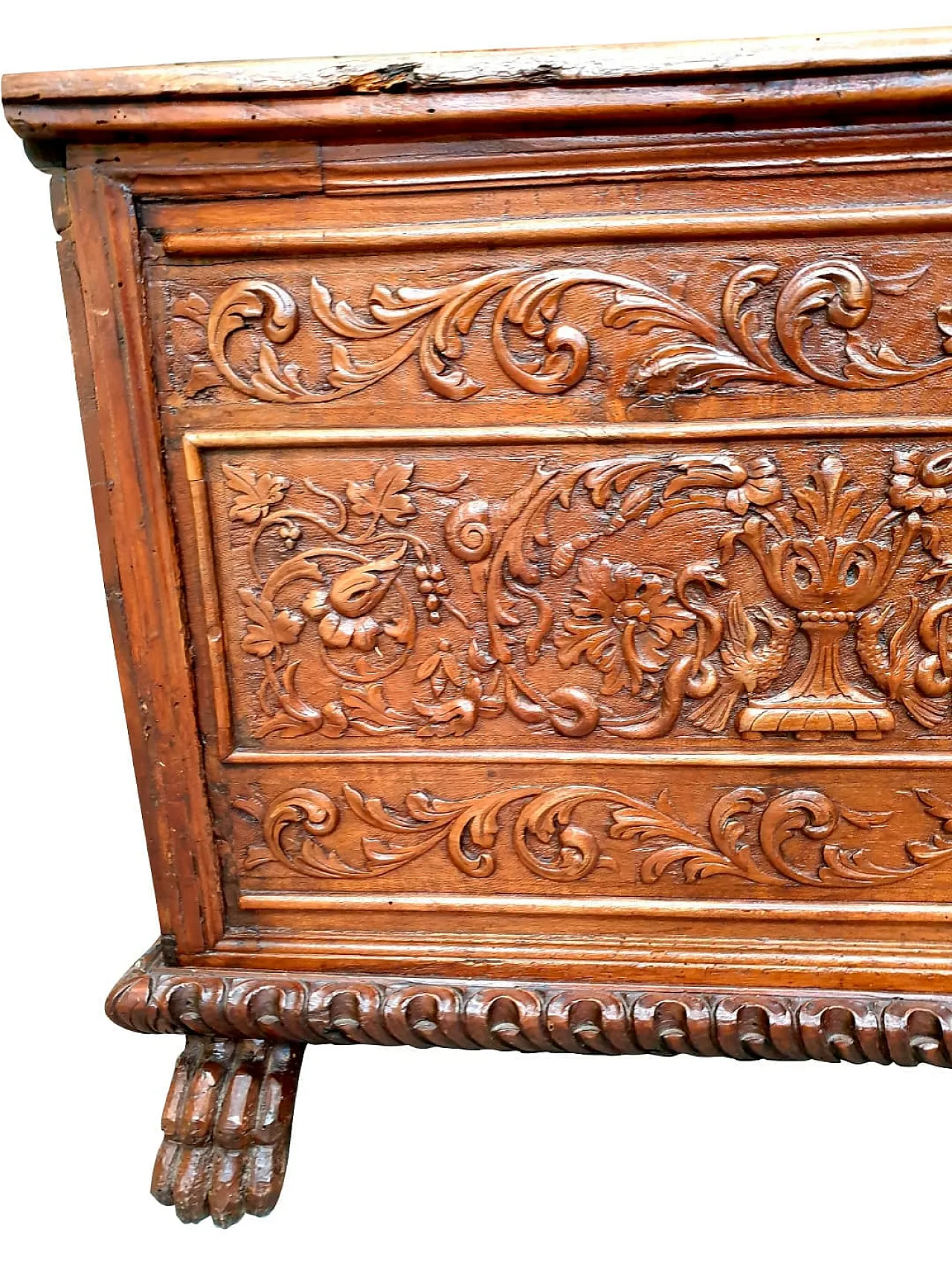 Cassapanca in noce, stile Barocco, Italia, '700 9