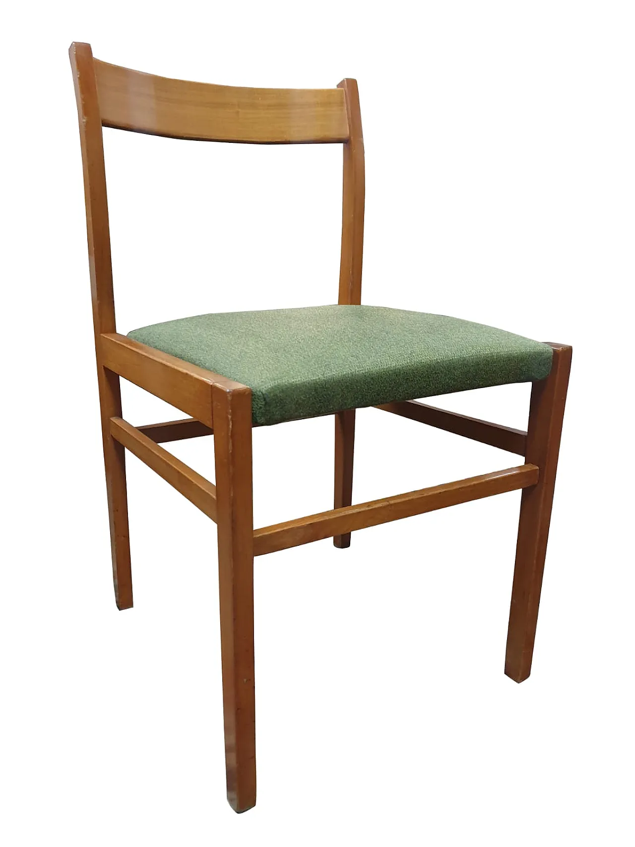 6 Sedie Mario Sabot in Faggio e Tessuto Verde, anni '50 3