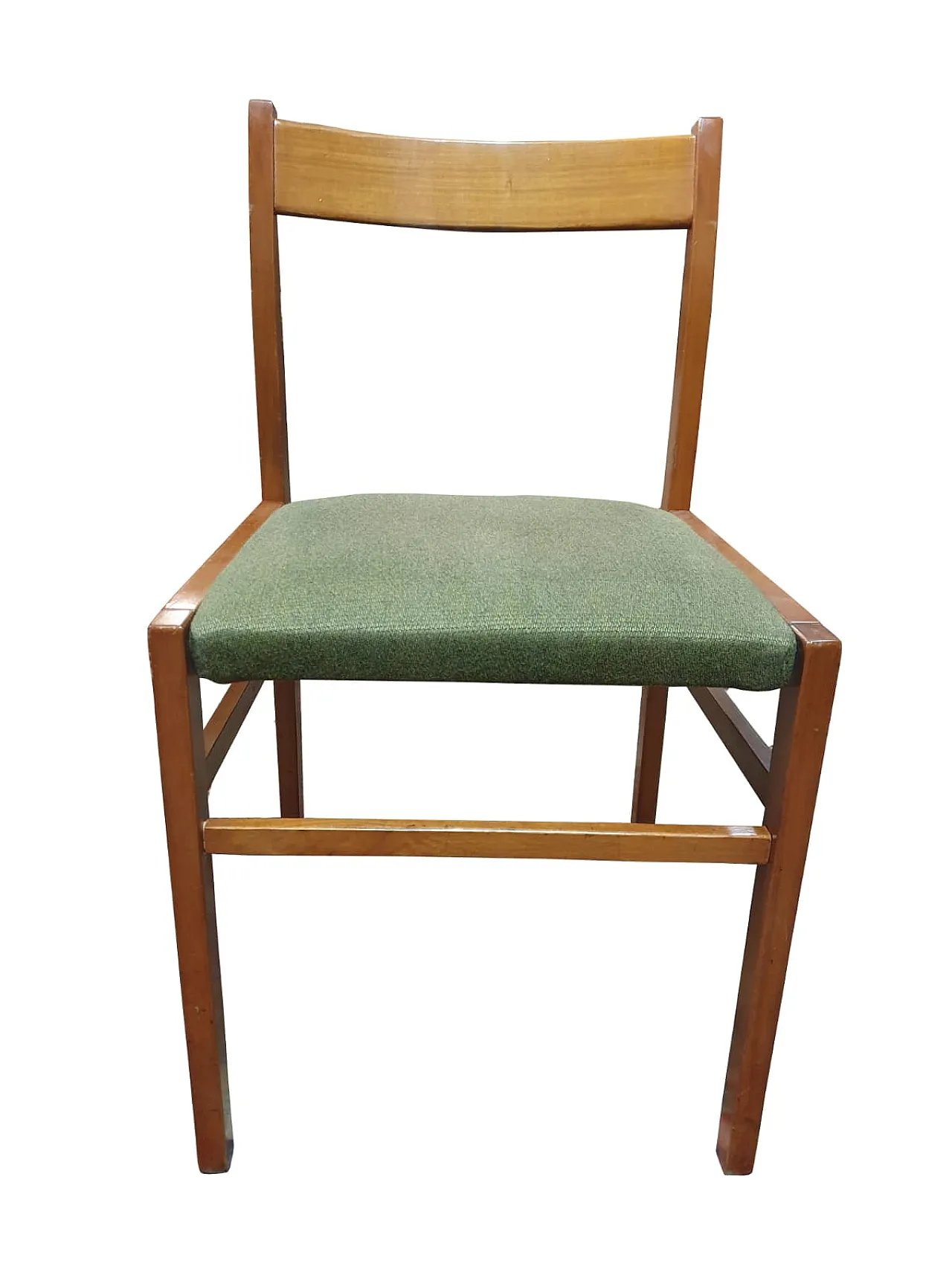 6 Sedie Mario Sabot in Faggio e Tessuto Verde, anni '50 4