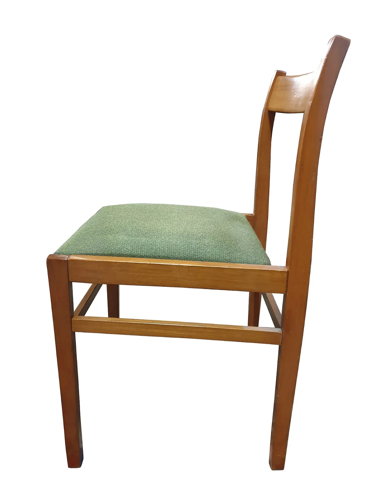 6 Sedie Mario Sabot in Faggio e Tessuto Verde, anni '50 5