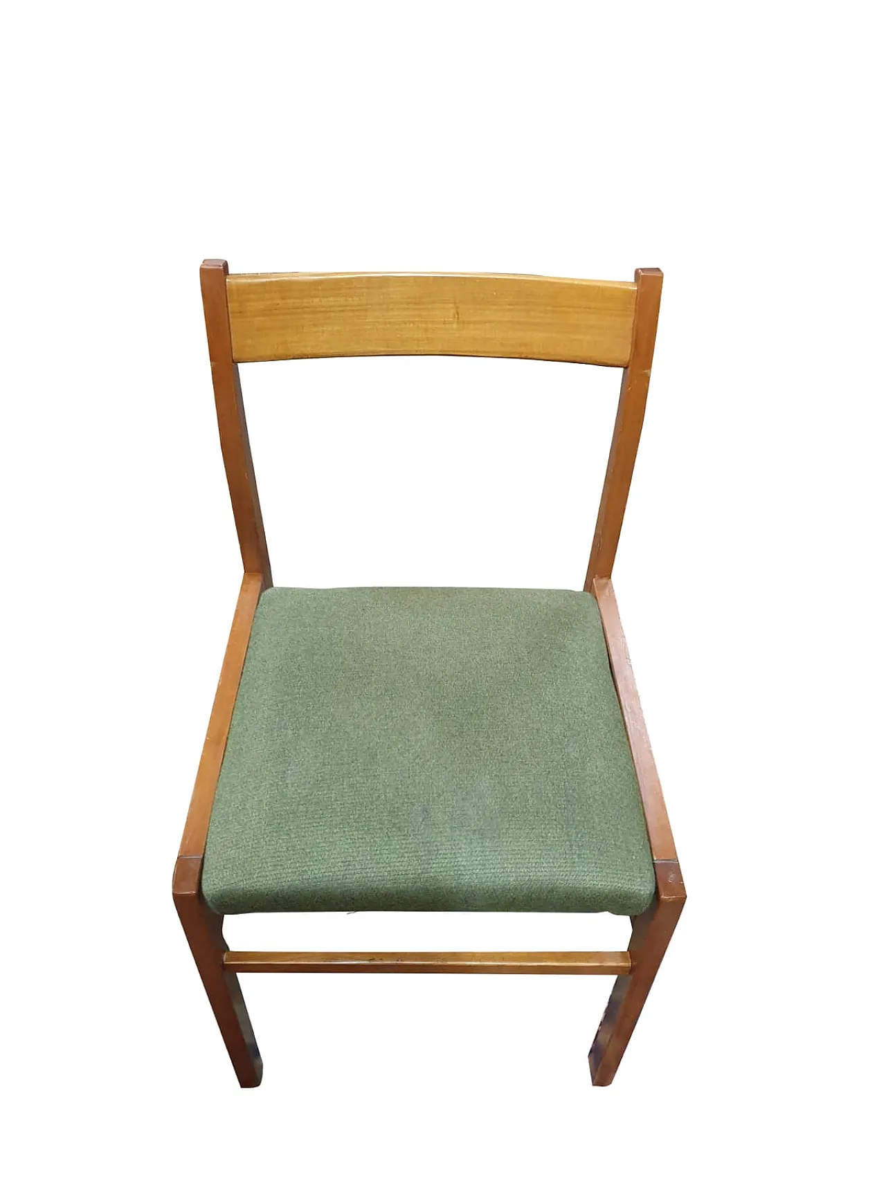 6 Sedie Mario Sabot in Faggio e Tessuto Verde, anni '50 8