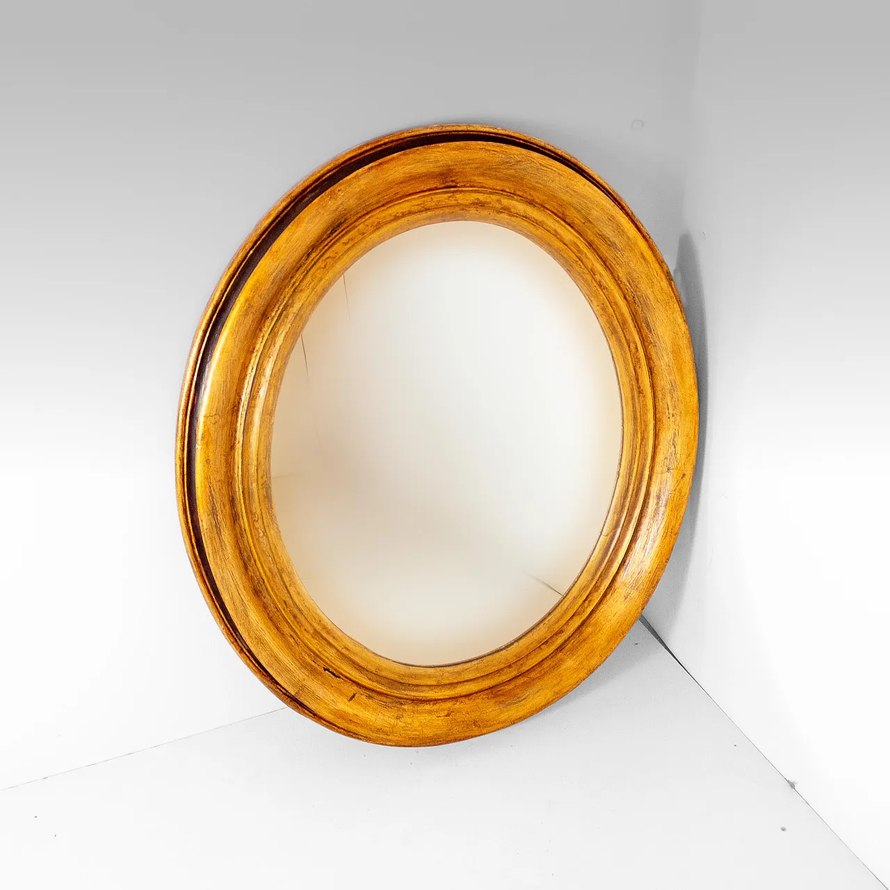 Specchio ovale in legno dorato, '800 1