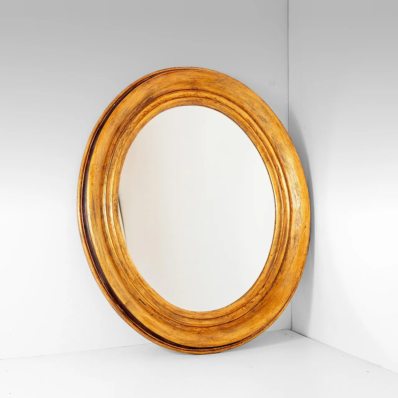 Specchio ovale in legno dorato, '800 2