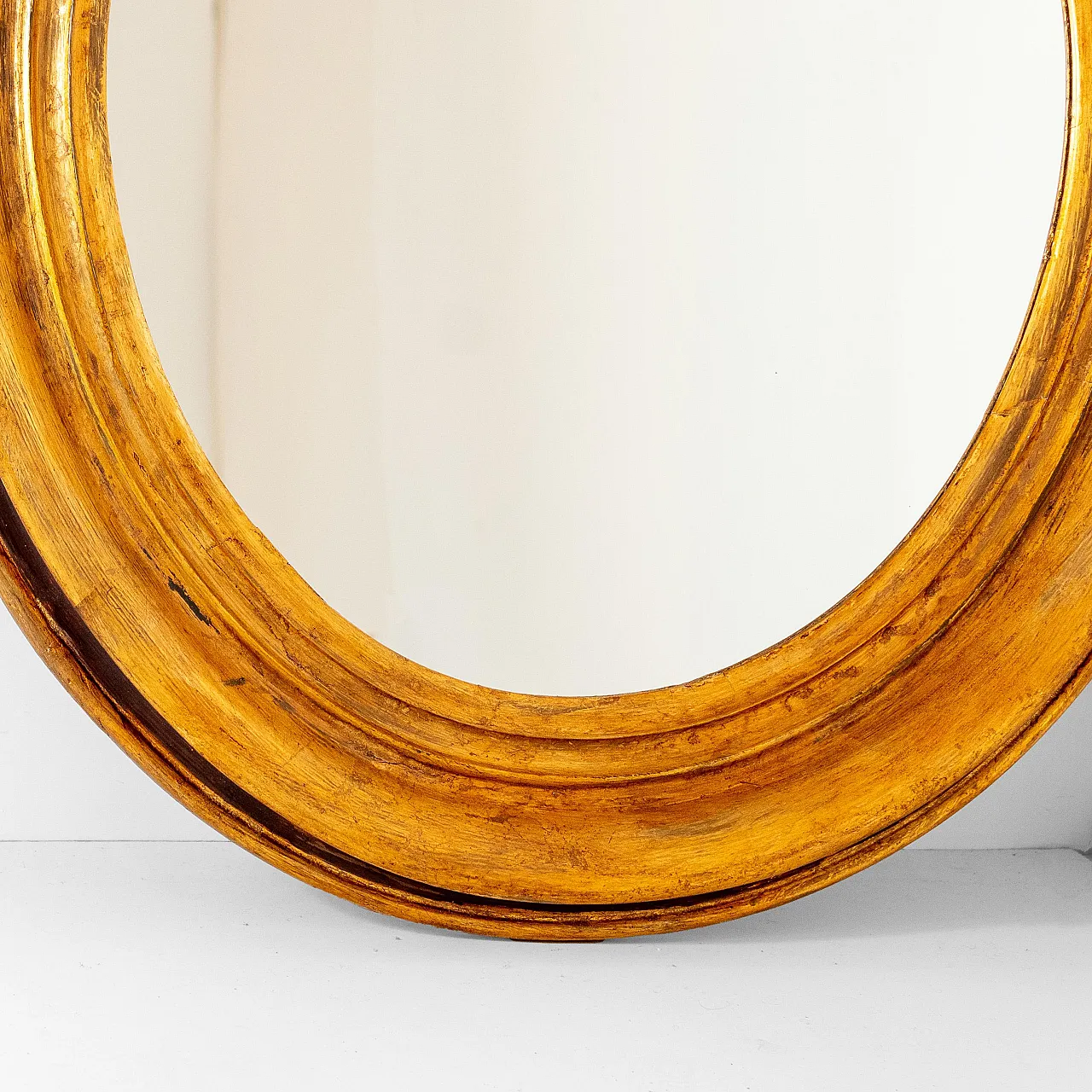 Specchio ovale in legno dorato, '800 7
