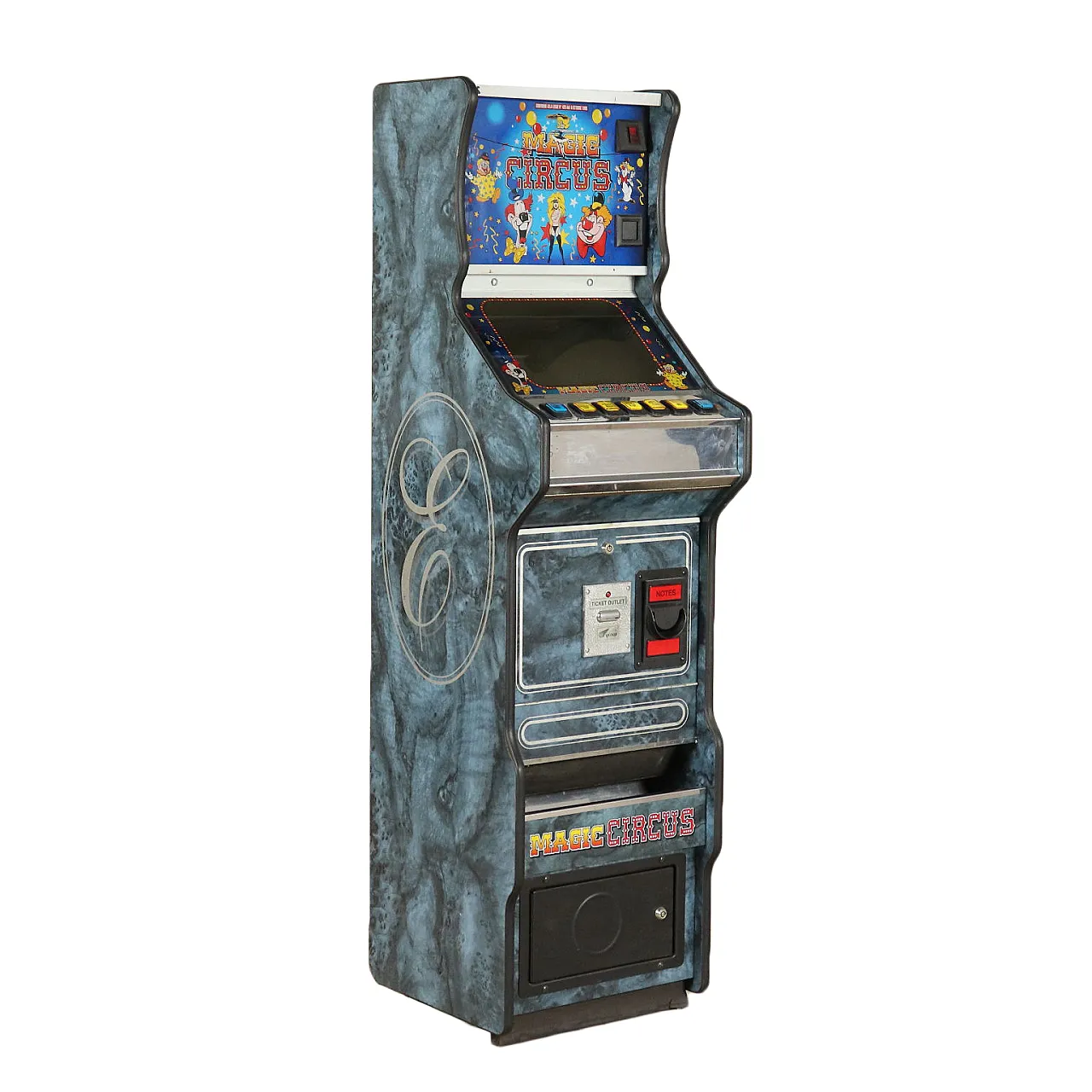 Videogioco Magic Circus in legno ricoperto di formica, anni '80 1