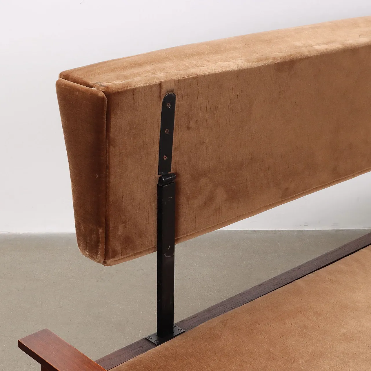 Teak and velvet sofa, 1960s 8