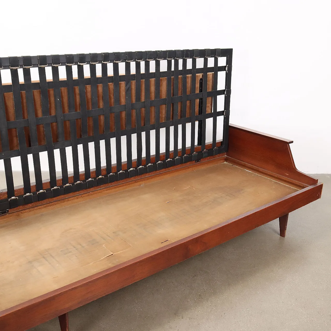 Teak and velvet sofa, 1960s 10