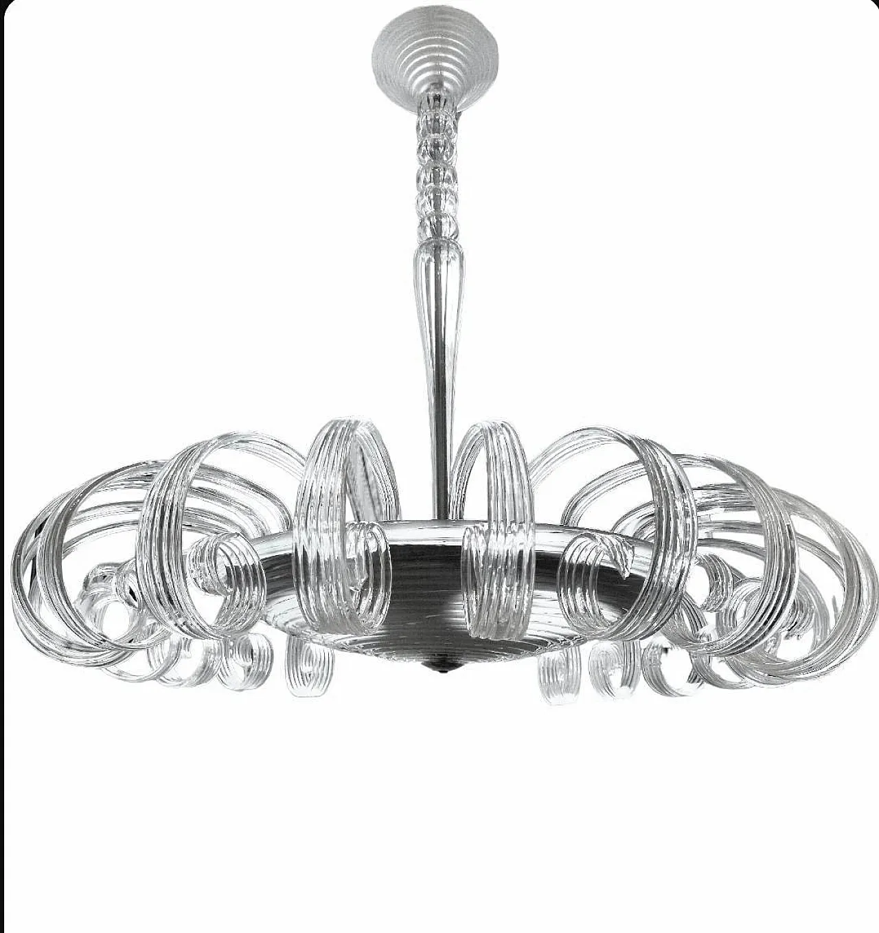 Lampadario Art Deco in Vetro di Murano, anni '50 1